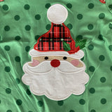 Green Santa Appliqued Polka Dot Ruffle Romper (HOLIDAY 2021070031)