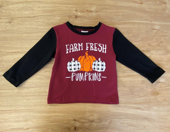 Farm Fresh Pumpkins Buffalo Plaid Raglan Tee (Fall 2021071003)