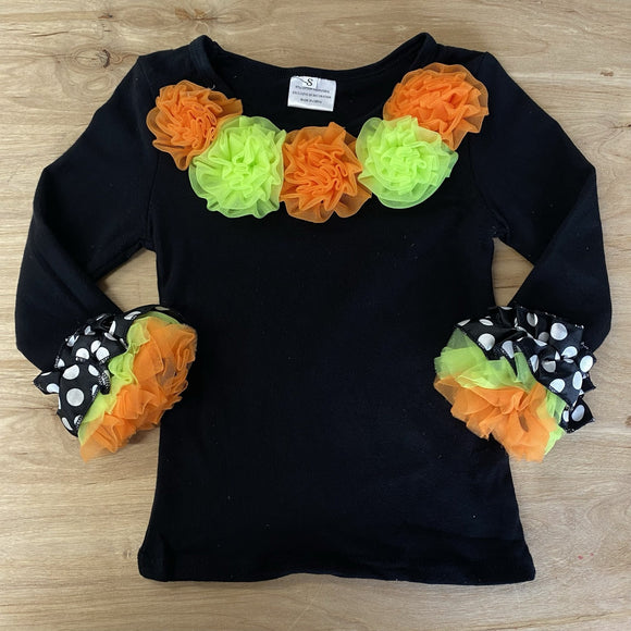 Deluxe Halloween Ruffle Dot Pom Shirt (Fall 2021071016)