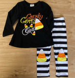 Black and White Striped Candy Corn Deluxe Applique Outfit (Fall 2021071017)