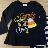 Black and White Striped Candy Corn Deluxe Applique Outfit (Fall 2021071017)