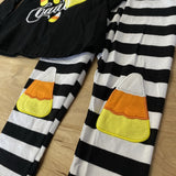 Black and White Striped Candy Corn Deluxe Applique Outfit (Fall 2021071017)