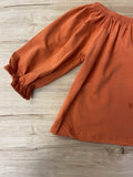 Orange Ruffled Top w/Happy Pumpkin Bell Bottoms (Fall 2021071020)