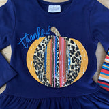 Leopard/Serape "Thankful" Pumpkin Tiered Ruffle Pants Outfit (Fall 2021071029)