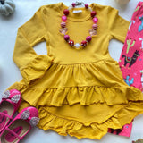 Golden Yellow Tunic with Llama Leggings Outfit-sparkledots-sparkledots