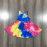 Sleeveless Bright Tie Dye Twirl Dress-sparkledots-sparkledots