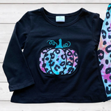 Psychedelic Leopard Pumpkin Applique Outfit (Fall 2021071117)-sparkledots-sparkledots