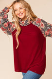 Floral Button Detail Turtleneck Top