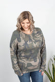 Harper Long Sleeve Henley - Army Green Camo