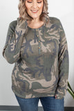 Harper Long Sleeve Henley - Army Green Camo