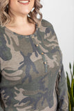 Harper Long Sleeve Henley - Army Green Camo