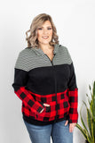 Buffalo Plaid and Stripes Full Zip Hoodie