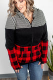 Buffalo Plaid and Stripes Full Zip Hoodie