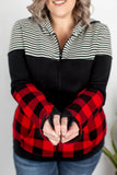 Buffalo Plaid and Stripes Full Zip Hoodie