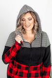 Buffalo Plaid and Stripes Full Zip Hoodie