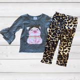 Ms Piggy Ruffle Top w/Leopard Pant Set(MYS 2021083029)