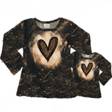 Leopard Heart Bleached Tie Dye Shirt-sparkledots-sparkledots