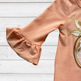 Peach Sequin Ruffle Pumpkin Romper FSP1388