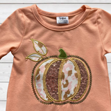 Peach Sequin Ruffle Pumpkin Romper FSP1388