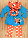 Blue 'n Orange Polka Dot Pumpkin Scarf Outfit (Fall 2021071083)