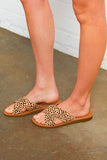 Brown Cheetah Crisscross Sandal