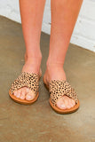 Brown Cheetah Crisscross Sandal