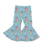 Dancing Cows & Flowers Bell Bottom Pants  (SWS4302)  [PREORDER]