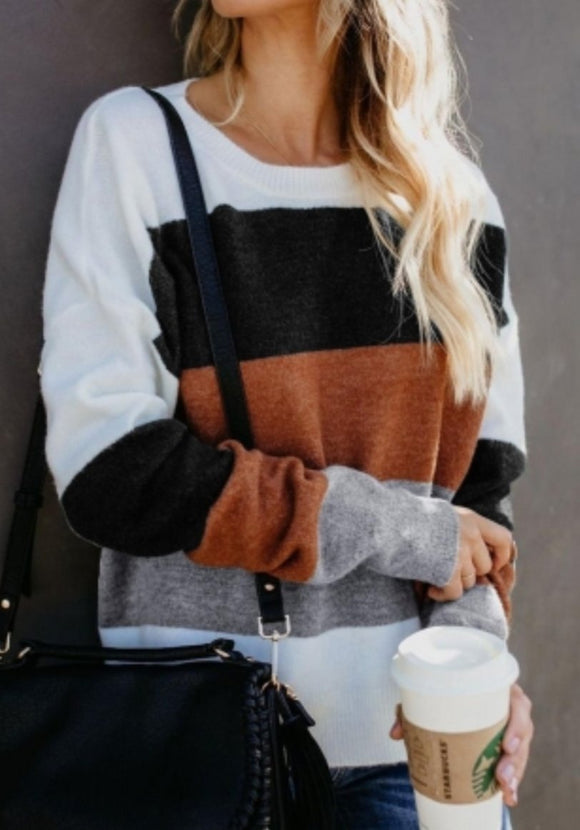 Gray Catch Feels Colorblock Sweater