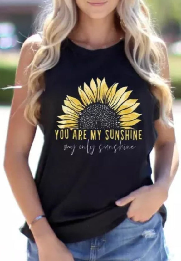 Sunflower You Are My Sunshine Tank In Black