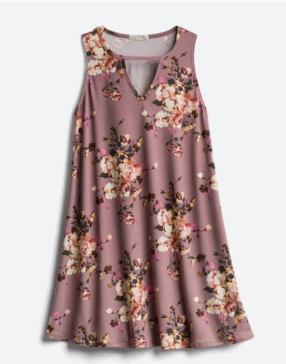 Floral Key Hole Swing Dress