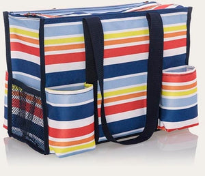 Thirty-One Zip-Top Organizing Utility Tote - Vista Stripe