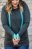 Turquoise Accent Confetti Dot Pullover Hoodie