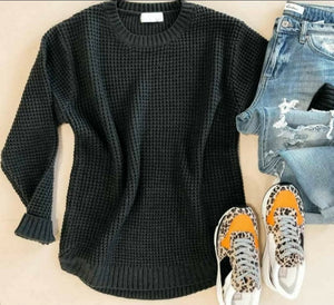 Charcoal Waffle Knit Sweater