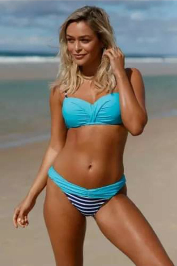 Blue Padded Gather Push-up Bikini