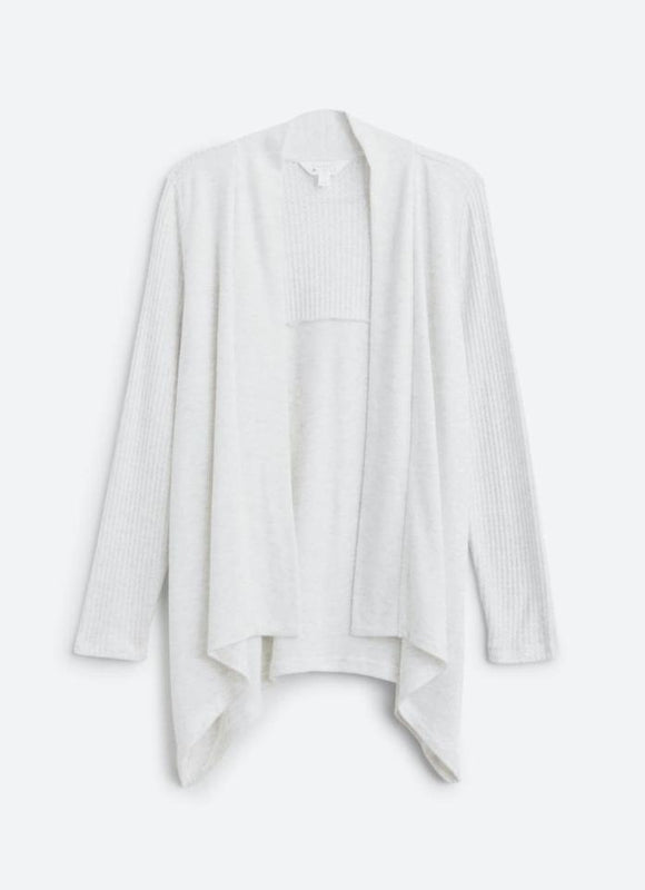 Eloise Waterfall Hem Waffle Trim Cardigan