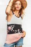 Floral Stripe Color Block Tank Top