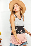 Floral Stripe Color Block Tank Top