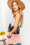 Floral Stripe Color Block Tank Top