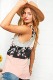 Floral Stripe Color Block Tank Top