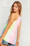 Leopard Stripe Tie Dye Color Block Tank Top