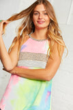 Leopard Stripe Tie Dye Color Block Tank Top