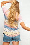 Leopard Print and Stripe Color Block Raglan Top