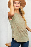 Sage Paisley Braided Capped Sleeve Top