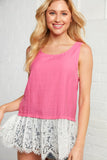 Hot Pink Lace Back Bow Detail Blouse