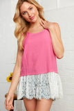 Hot Pink Lace Back Bow Detail Blouse