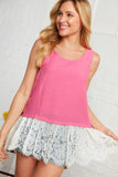 Hot Pink Lace Back Bow Detail Blouse