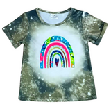 Forest Green Rainbow Heart Tie-Dye Tee-sparkledots-sparkledots