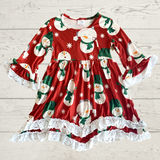 Red Tiered Lace Jolly Snowman Dress (HOLIDAY 2021070021)