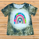 Forest Green Rainbow Heart Tie-Dye Tee-sparkledots-sparkledots