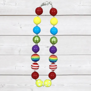 Rainbow Stripe Chunky Bead Necklace